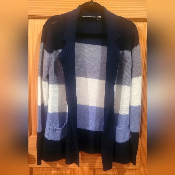 jason maxwell Sweaters - Jason Maxwell Blue Striped Cardigan Sweater